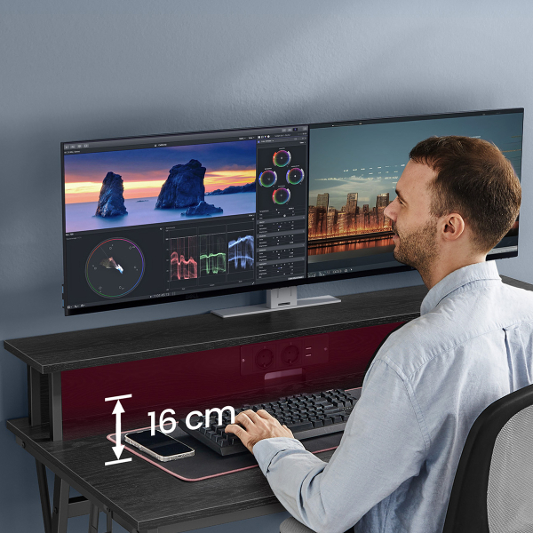 Γραφείο Υπολογιστή Με Ενσωματωμένες Πρίζες & Led (120x60x76) Vasagle LWD192B56V1