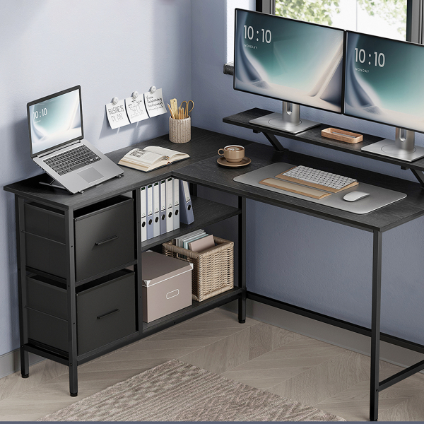 Γωνιακό Γραφείο Υπολογιστή Με 4 Ράφια (135x105x89) Vasagle LWD098B56