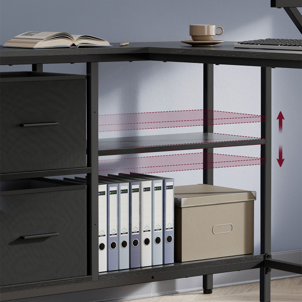 Γωνιακό Γραφείο Υπολογιστή Με 4 Ράφια (135x105x89) Vasagle LWD098B56