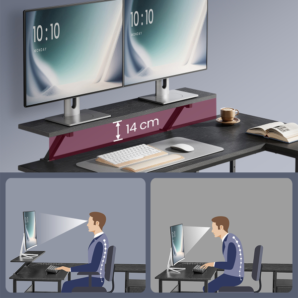 Γωνιακό Γραφείο Υπολογιστή Με 4 Ράφια (135x105x89) Vasagle LWD098B56