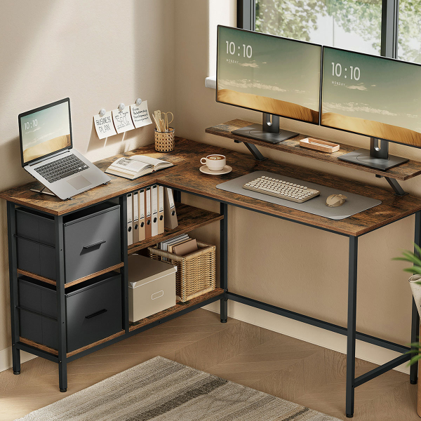 Γωνιακό Γραφείο Υπολογιστή Με 4 Ράφια (135x105x89) Vasagle LWD098B01