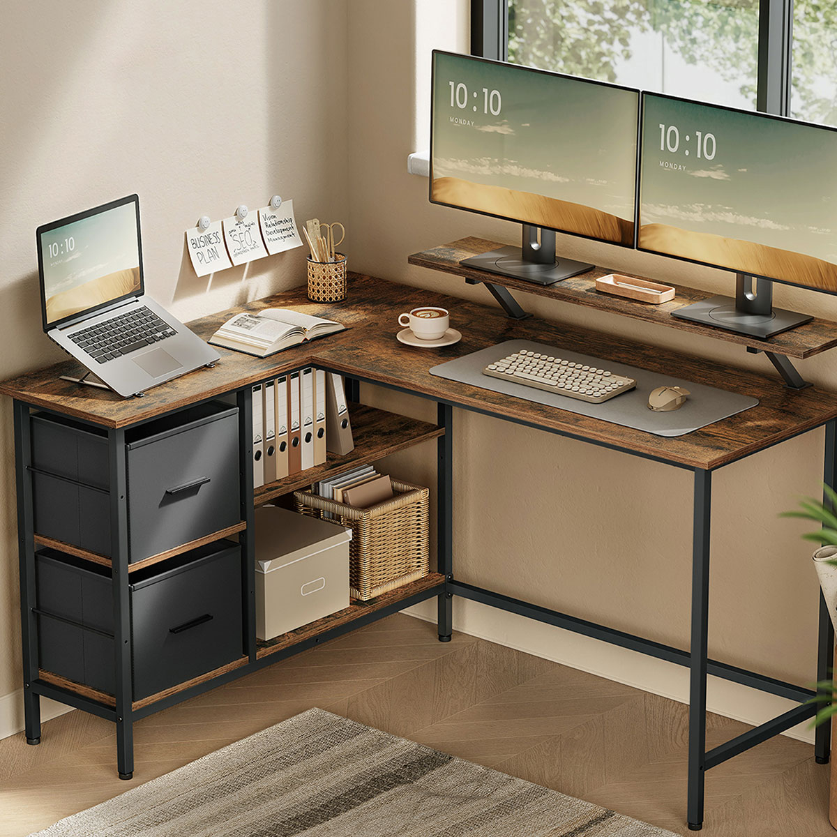 Vasagle Γωνιακό Γραφείο Υπολογιστή Με 4 Ράφια (135x105x89) Vasagle LWD098B01