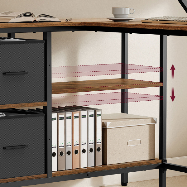 Γωνιακό Γραφείο Υπολογιστή Με 4 Ράφια (135x105x89) Vasagle LWD098B01