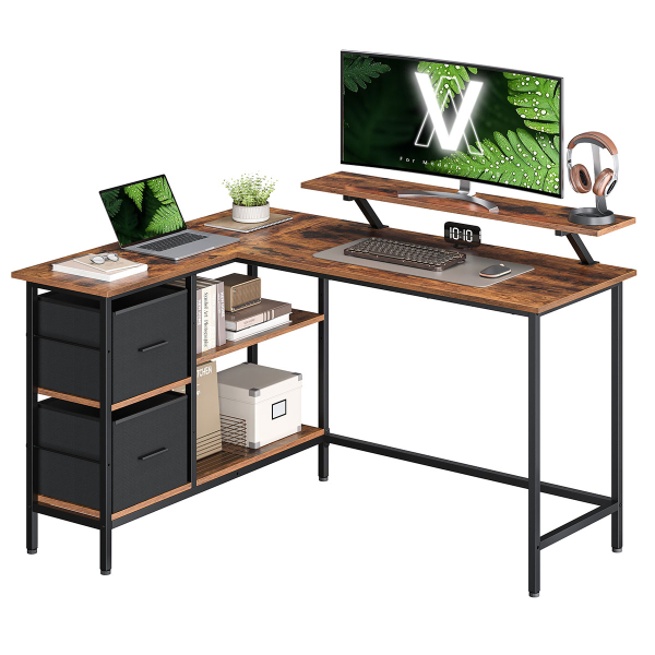 Γωνιακό Γραφείο Υπολογιστή Με 4 Ράφια (135x105x89) Vasagle LWD098B01