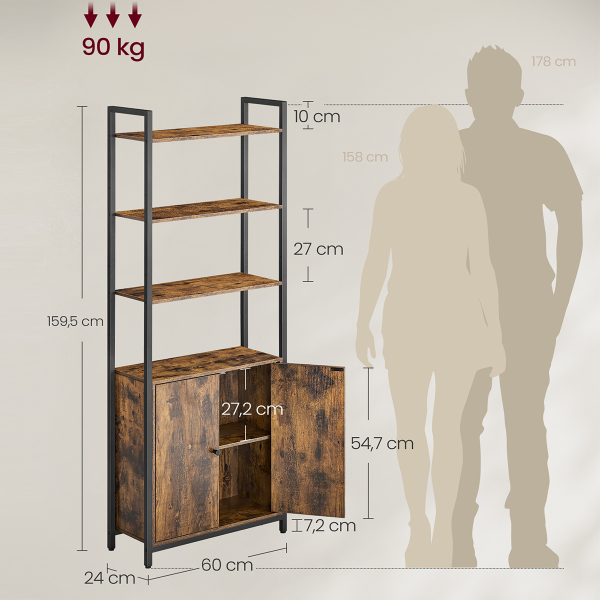 Ραφιέρα Δαπέδου 3 Θέσεων Με Ντουλάπι (60x24x159.5) Vasagle LLS133K01