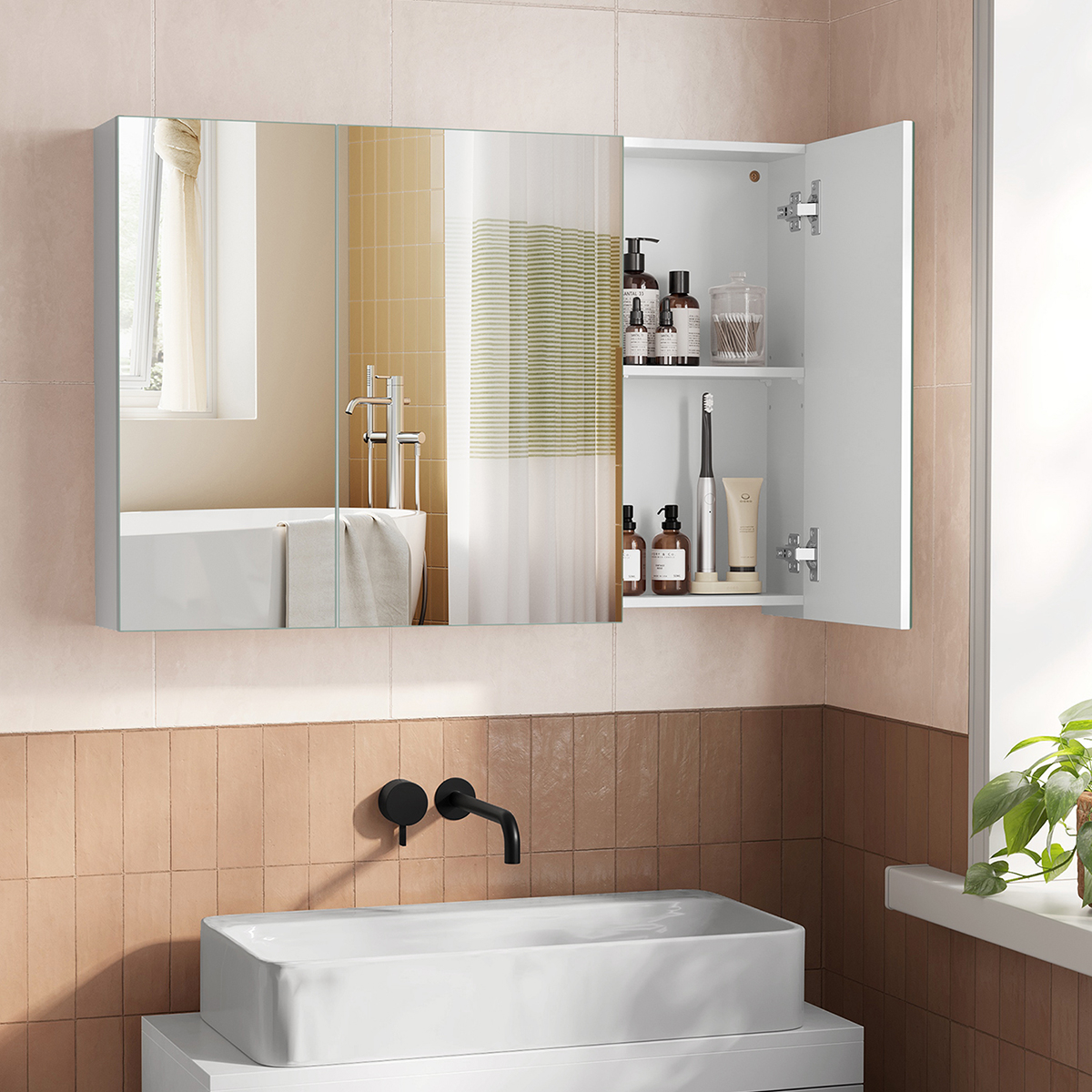 Vasagle Καθρέφτης Μπάνιου Με Ντουλάπια (90x15x60) Vasagle BBK032W01