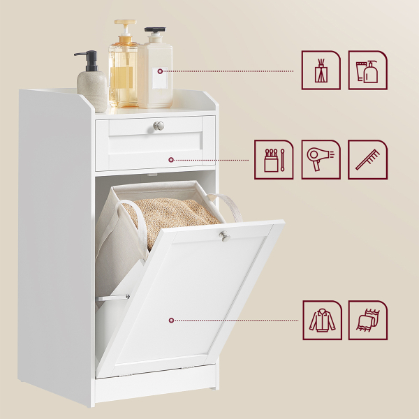 Ντουλάπι Μπάνιου Με Καλάθι Απλύτων (40x40x80) Vasagle BBC741W01V1