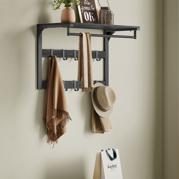 Κρεμάστρα Τοίχου 10 Θέσεων Με Ράφι (65x30x42) Vasagle LCR101B04