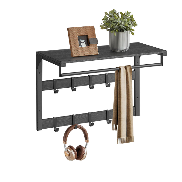 Κρεμάστρα Τοίχου 10 Θέσεων Με Ράφι (65x30x42) Vasagle LCR101B04