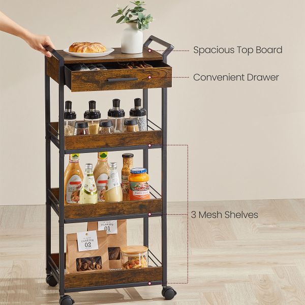 Τρόλεϊ/Ραφιέρα 4 Θέσεων (46.2x30x96.1) Vasagle LRC049K01