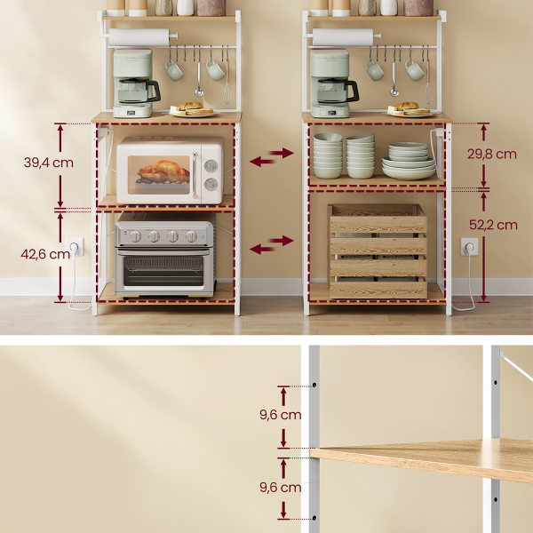 Ραφιέρα Δαπέδου 4 Θέσεων Με Ενσωματωμένες Πρίζες (60x40x140) Vasagle KKS014Y02