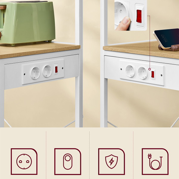 Ραφιέρα Δαπέδου 4 Θέσεων Με Ενσωματωμένες Πρίζες (60x40x140) Vasagle KKS014Y02