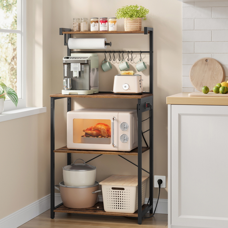 Ραφιέρα Δαπέδου 4 Θέσεων Με Ενσωματωμένες Πρίζες (60x40x140) Vasagle KKS014K02