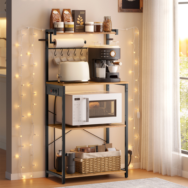 Ραφιέρα Δαπέδου 4 Θέσεων Με Ενσωματωμένες Πρίζες (60x40x140) Vasagle KKS014K02