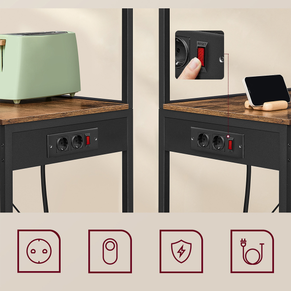 Ραφιέρα Δαπέδου 4 Θέσεων Με Ενσωματωμένες Πρίζες (60x40x140) Vasagle KKS014K02