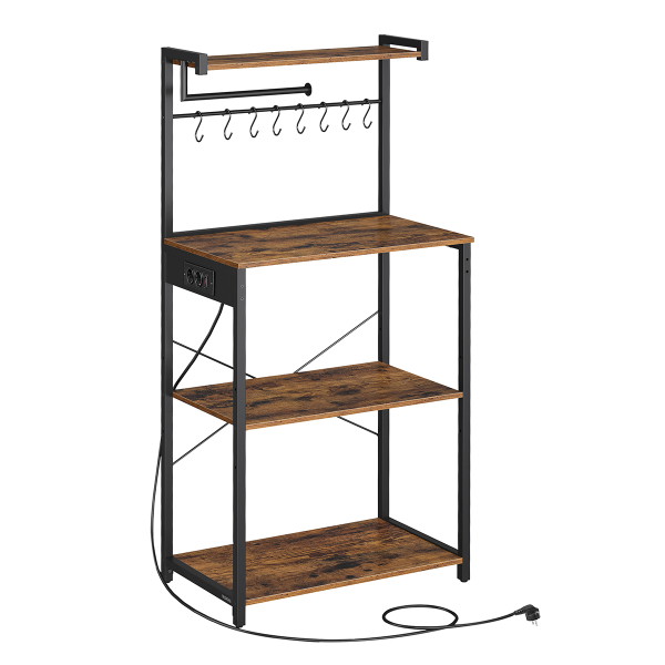 Ραφιέρα Δαπέδου 4 Θέσεων Με Ενσωματωμένες Πρίζες (60x40x140) Vasagle KKS014K02