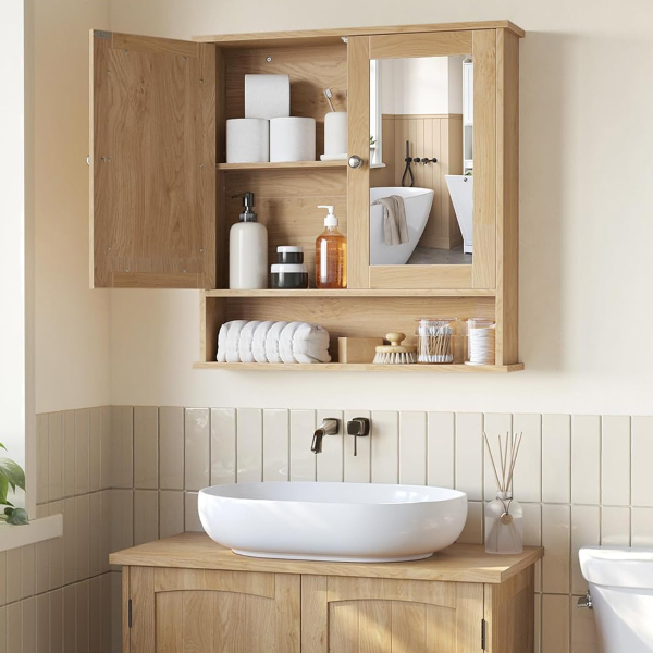 Καθρέφτης Μπάνιου Με Ντουλάπι & Ράφι (56.5x13x58.5) Vasagle LHC003Y01