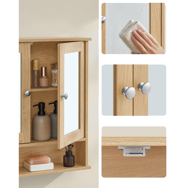 Καθρέφτης Μπάνιου Με Ντουλάπι & Ράφι (56.5x13x58.5) Vasagle LHC003Y01