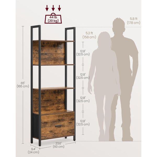 Ραφιέρα Δαπέδου 3 Θέσεων Με Συρτάρι (62x24x165) Vasagle LLS147B01