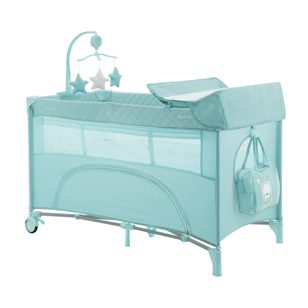 Παρκοκρέβατο 2 Θέσεων Με Αλλαξιέρα (0+ Μηνών/Έως 15kg) Kikka Boo Nighty Night Mint