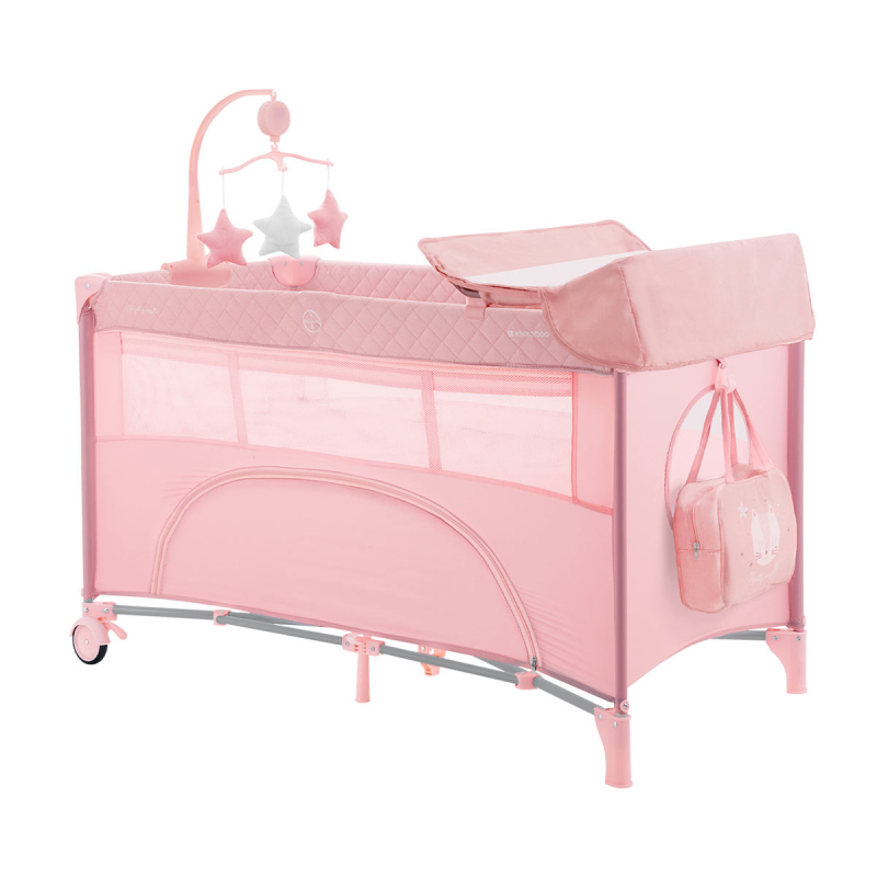 Παρκοκρέβατο 2 Θέσεων Με Αλλαξιέρα (0+ Μηνών/Έως 15kg) Kikka Boo Nighty Night Pink