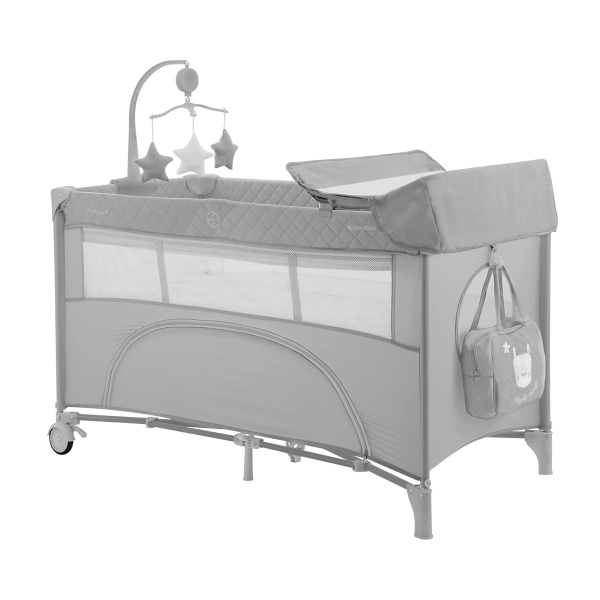 Παρκοκρέβατο 2 Θέσεων Με Αλλαξιέρα (0+ Μηνών/Έως 15kg) Kikka Boo Nighty Night Grey