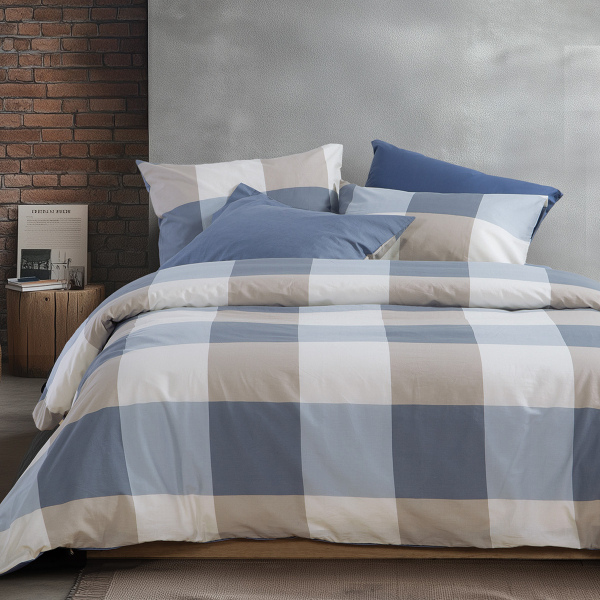 Παπλωματοθήκη Μονή (Σετ 170x240) 2 Όψεων Nef-Nef Homeware Casual Check Denim