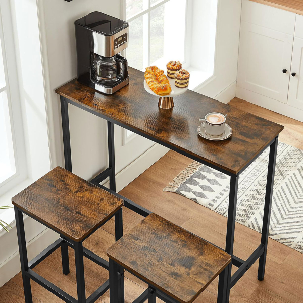 Τραπέζι Μπαρ Με 2 Σκαμπό (Σετ 3τμχ) Vasagle LBT218B01V1