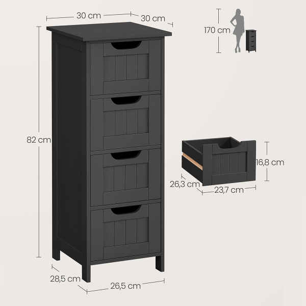 Συρταριέρα 4 Θέσεων (26.5x28.5x82) Vasagle LHC040BH02