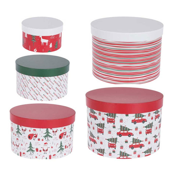 Χριστουγεννιάτικα Κουτιά Αποθήκευσης (Σετ 5τμχ) K-M Round ADB062074