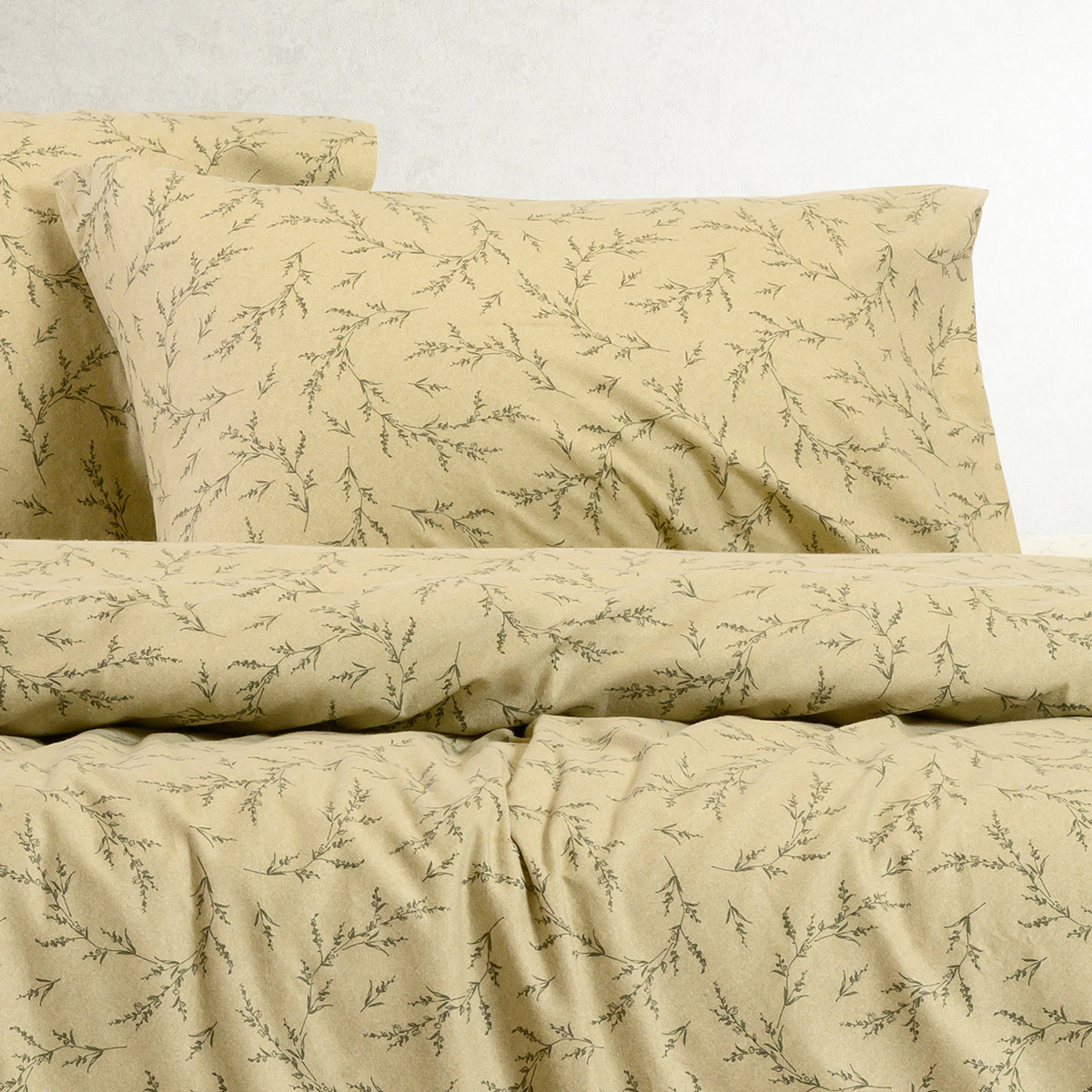 Φανελένια Σεντόνια King Size (Σετ) Melinen Winter Line Poppy Pastel Olive Χωρίς Λάστιχο 270X260 Home Λευκά Είδη Κρεβατοκάμαρας Spitishop