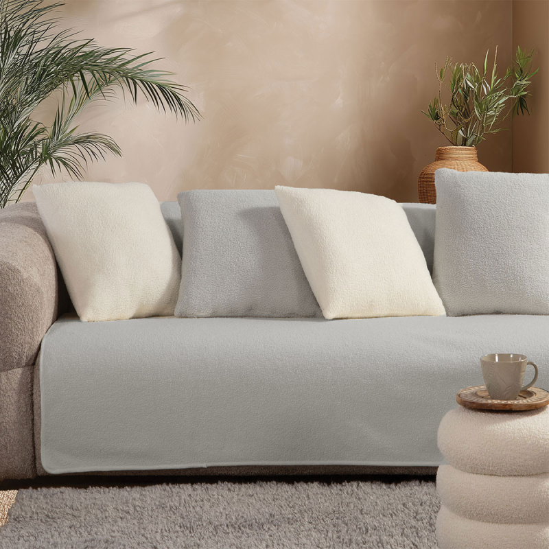 Ριχτάρι Καναπέ Τριθέσιου Γούνινο (180x300) Nef-Nef Homeware Breda Silver