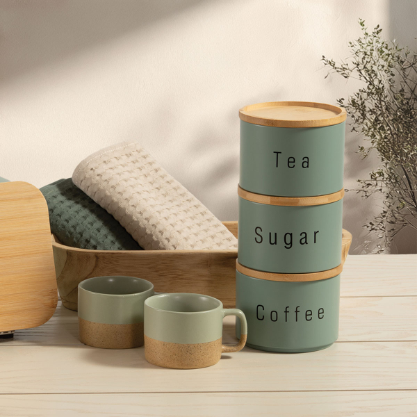 Δοχείο Ζάχαρης + Καφέ + Τσάι (Σετ) Nef-Nef Homeware Green