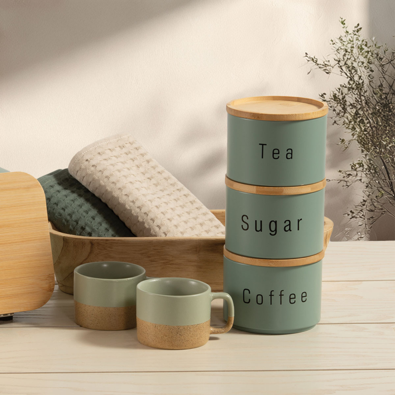 Δοχείο Ζάχαρης + Καφέ + Τσάι (Σετ) Nef-Nef Homeware Green