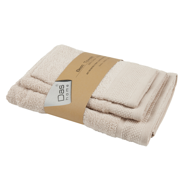 Πετσέτες Μπάνιου (Σετ 3τμχ) Das Home Best 0833 Taupe 450gsm