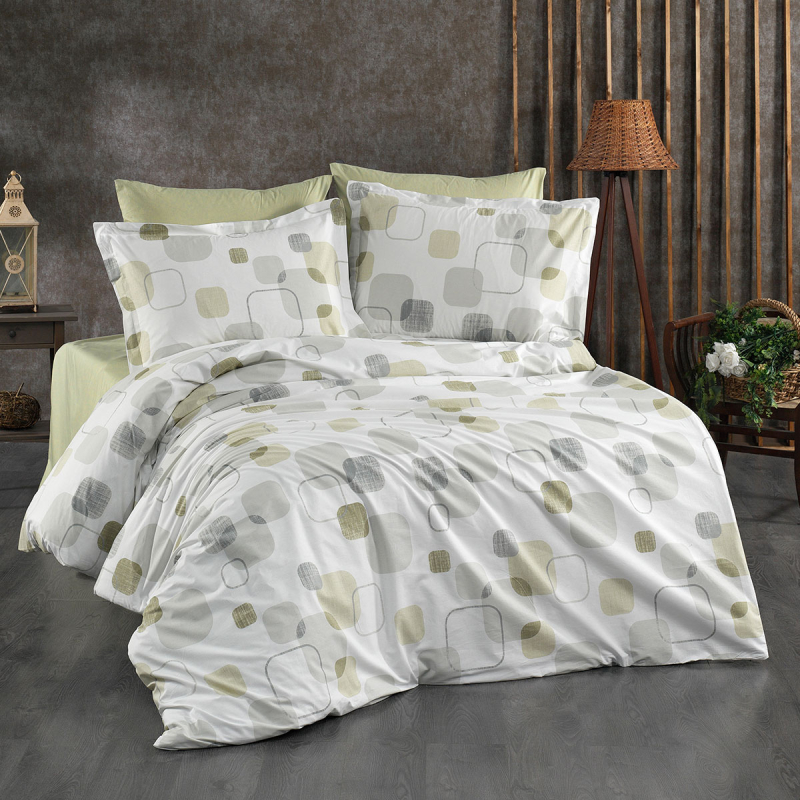 Παπλωματοθήκη Μονή (160x240) Dimcol Μελίνα 708 White-Olive