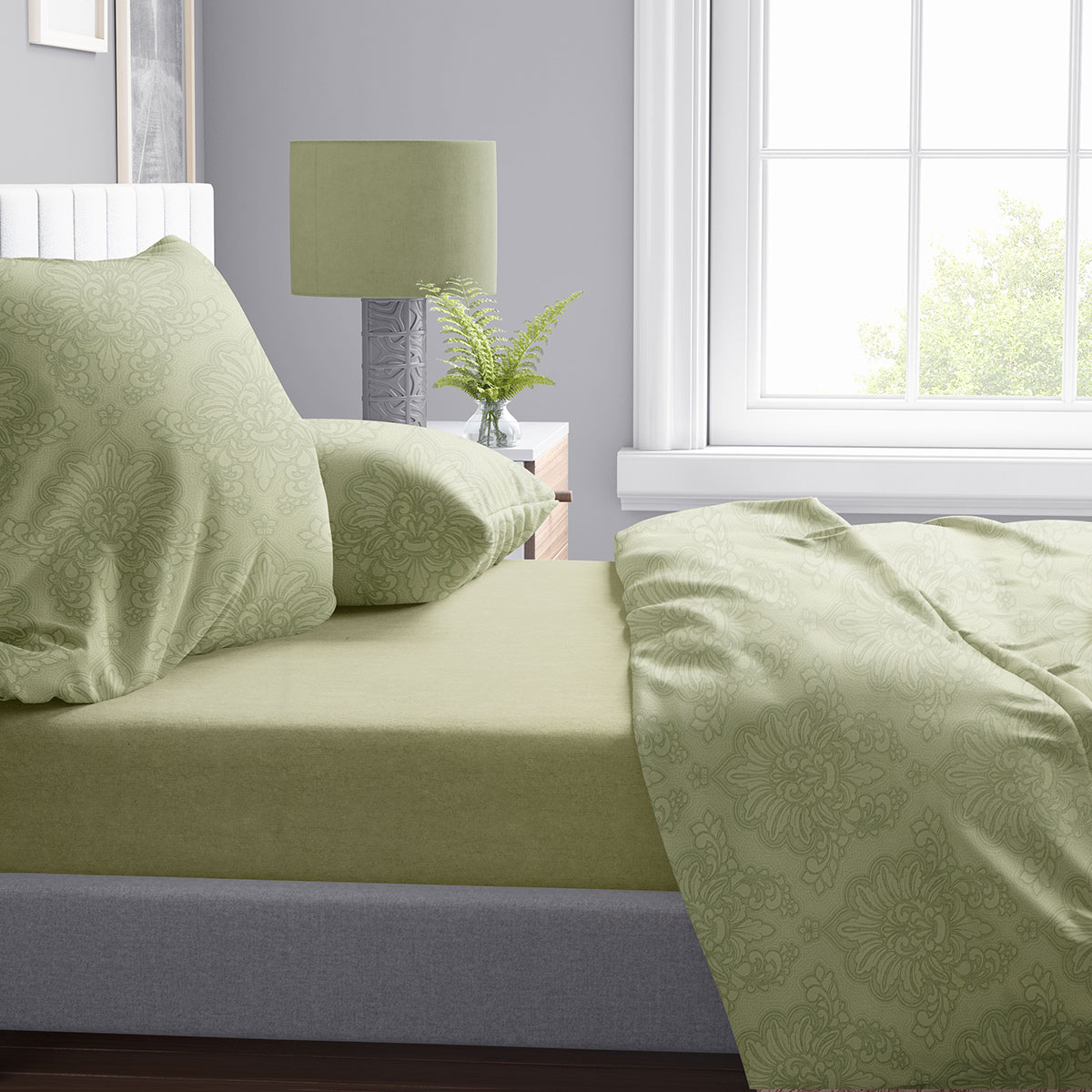 Σεντόνια Υπέρδιπλα (Σετ 240X270) Dimcol Άρτεμις 704 Light Olive Home Λευκά Είδη Κρεβατοκάμαρας Spitishop