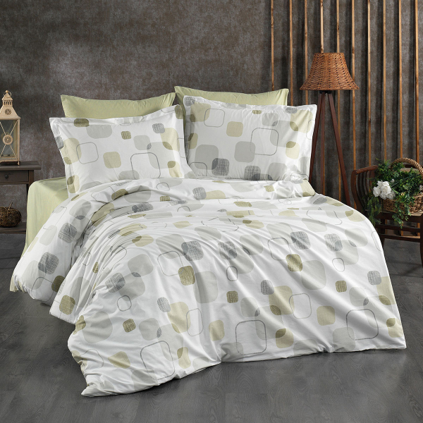 Σεντόνια Υπέρδιπλα (Σετ 240x270) Dimcol Μελίνα 708 White-Olive