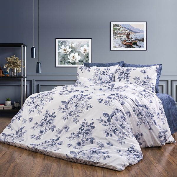 Παπλωματοθήκη Μονή (160x240) Dimcol Βερονίκη 486 White-Blue