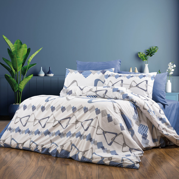 Παπλωματοθήκη Μονή (160x240) Dimcol Δαρεία 489 White-Blue