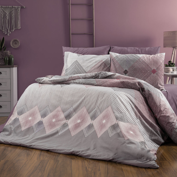 Παπλωματοθήκη Μονή (160x240) Dimcol Καλλιρόη 606 Grey-Burgundy