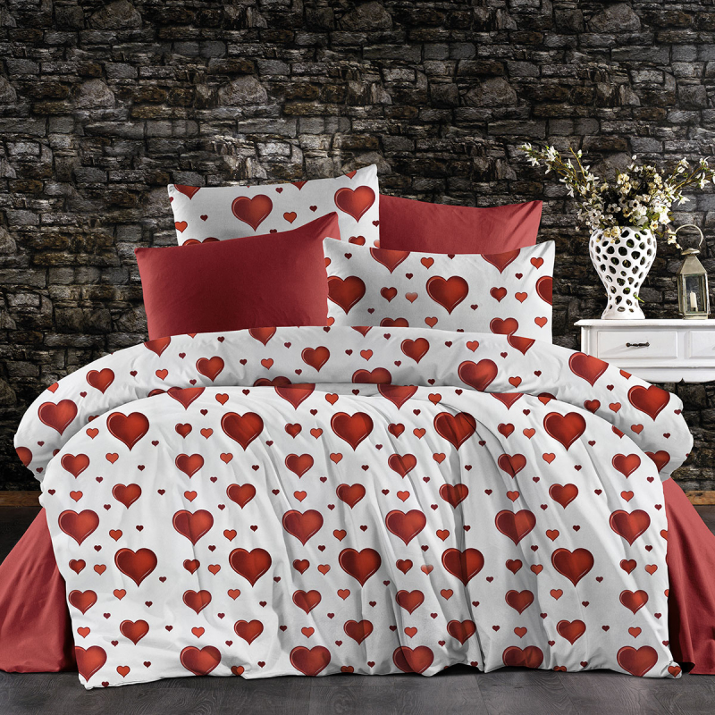 Παπλωματοθήκη Μονή (160x240) Dimcol Πάθος 607 White-Red