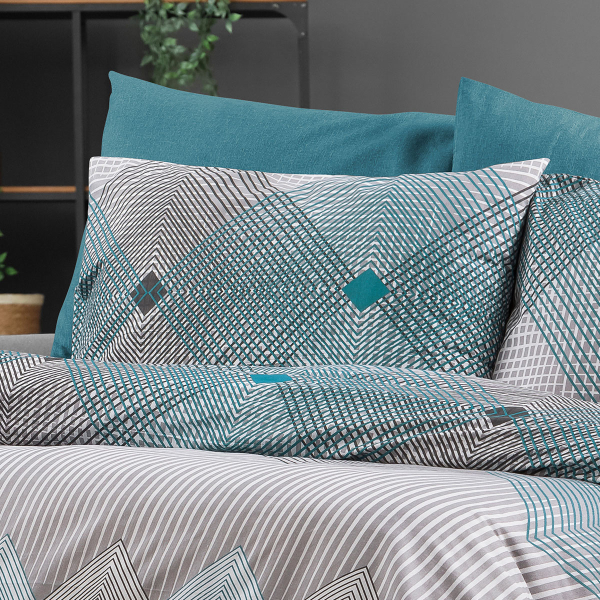 Μαξιλαροθήκη (50x70) Dimcol Καλλιρόη 605 Grey-Petrol