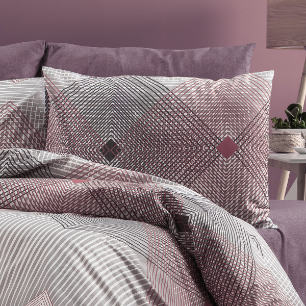 Μαξιλαροθήκη (50x70) Dimcol Καλλιρόη 606 Grey-Burgundy