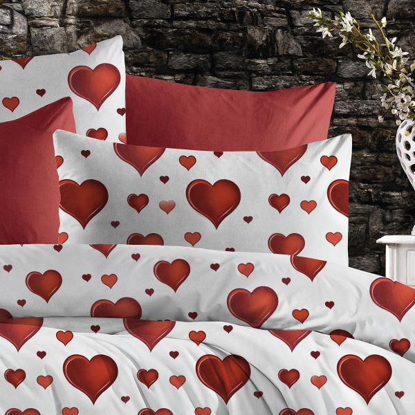 Μαξιλαροθήκη (50x70) Dimcol Πάθος 607 White-Red