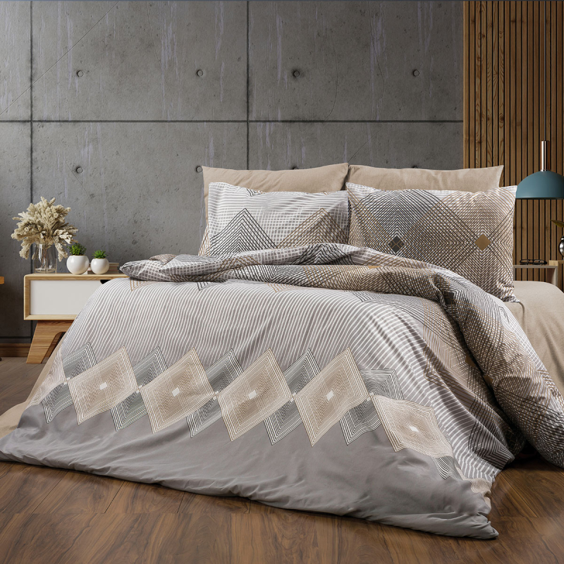 Σεντόνια Μονά (Σετ 160x240) Dimcol Καλλιρόη 603 Grey-Mocha