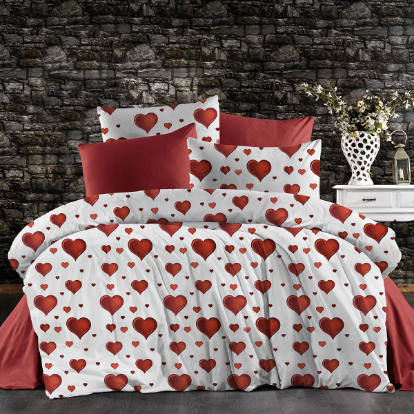 Σεντόνια Μονά (Σετ 160x240) Dimcol Πάθος 607 White-Red