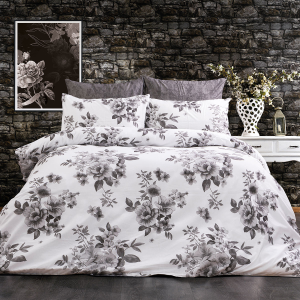 Σεντόνια Υπέρδιπλα (Σετ 220x240) Dimcol Βερονίκη 487 White-Grey