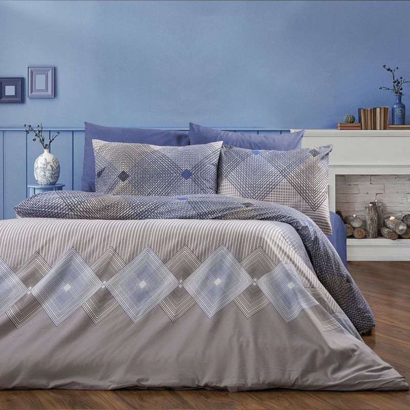 Σεντόνια Υπέρδιπλα (Σετ 220x240) Dimcol Καλλιρόη 604 Grey-Blue