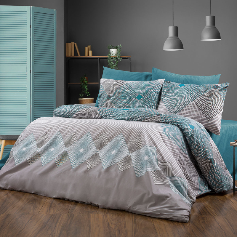 Σεντόνια Υπέρδιπλα (Σετ 220x240) Dimcol Καλλιρόη 605 Grey-Petrol